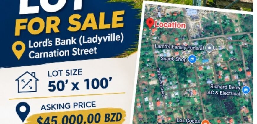 LOT FOR SALE (LORD’S BANK, LADYVILLE)